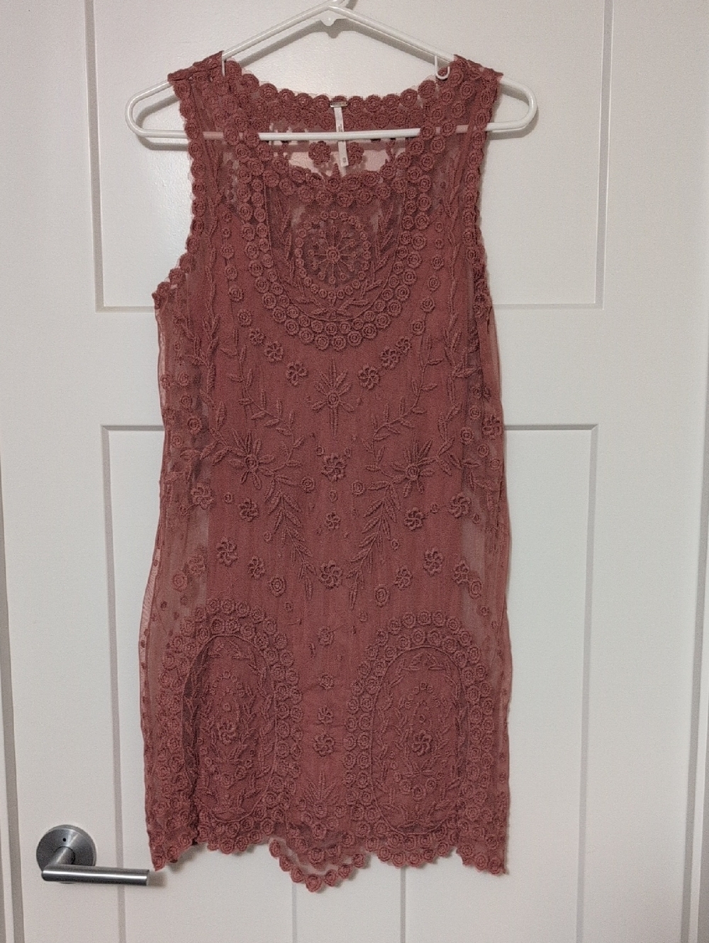 Free People Mesh Lace Mini Dress - Dusty Rose